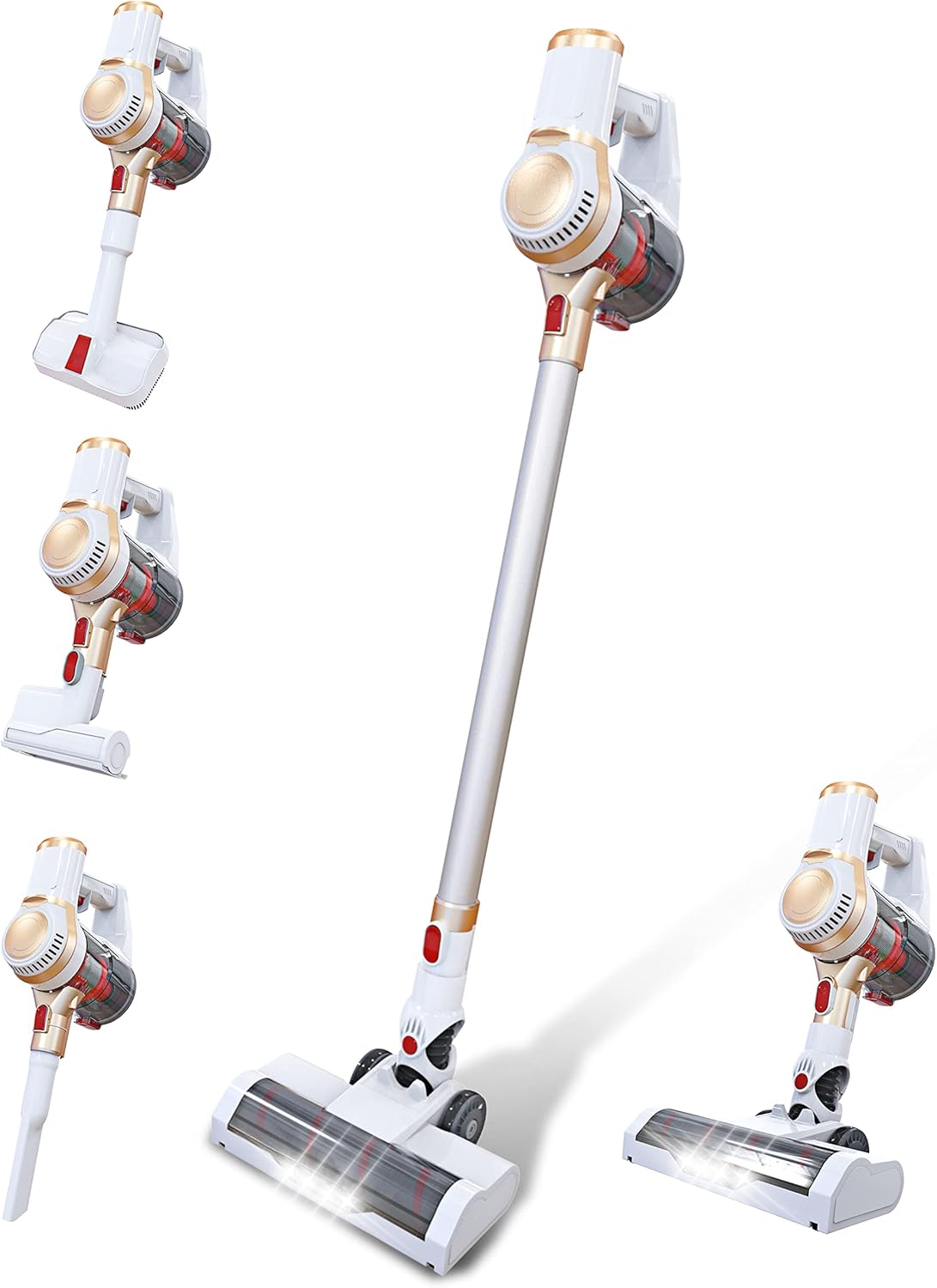 Cordless Vacuum Cleaner, 24Kpa Powerful Suction Stick Vacuum Cleaner, Up to 45min Runtime, 5-in-1 Efficient Cleaning with Powerful Motor Lightweight Vacuum for Carpet Hard Floor Pet Hair