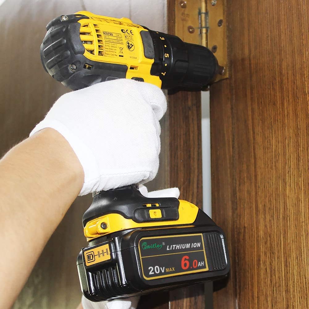 2 Pack Waitley DCB200 6.0A Replacement Battery Compatible with Dewalt 20V Tools Pack of 2