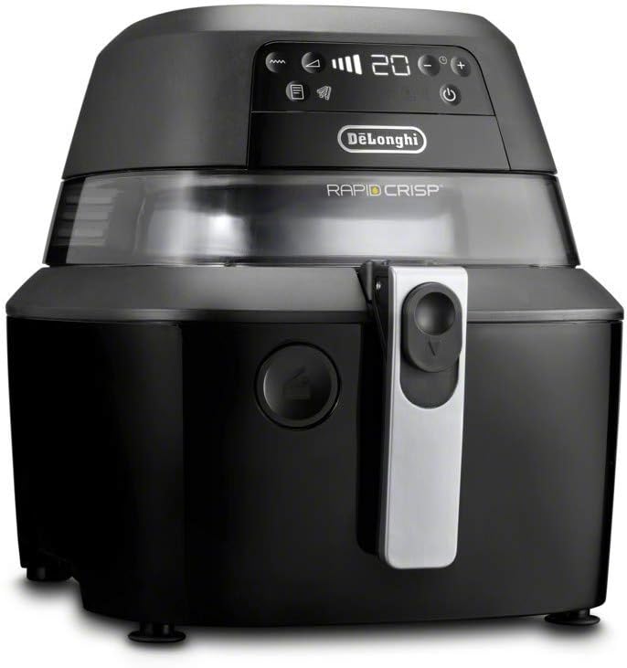 De'Longhi Rapid Crisp Air Fryer, 5-Quart, 1700-Watt XL Cooker, Fries, Crisps, Roasts, Bakes, 5 Preset Functions, Pizza Setting up to 20% Faster Cooking, Easy Clean Nonstick, 360° Viewing, FH2394