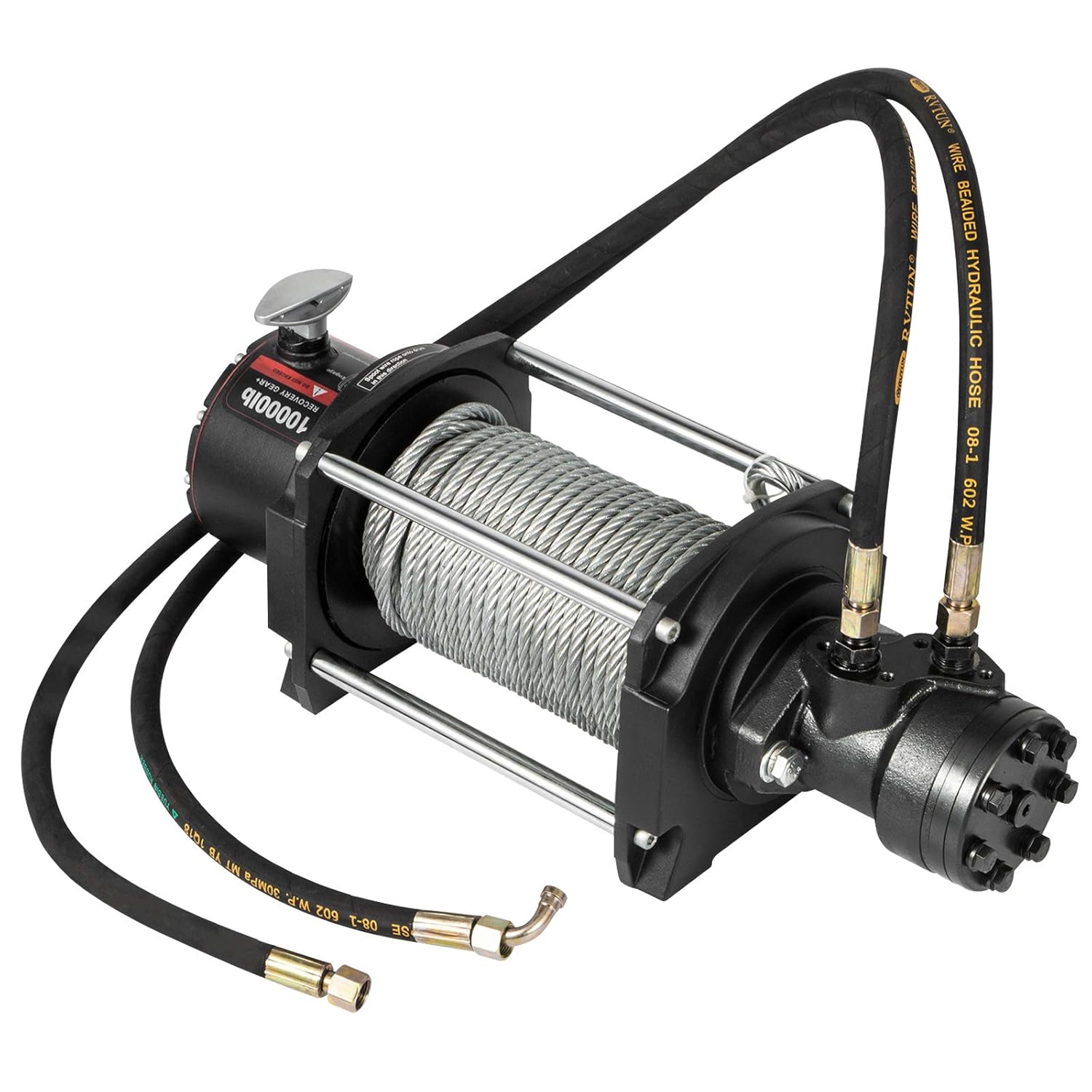 VEVOR Industrial Hydraulic Winch 10,000lbs, Hydraulic Anchor Winch with 24m Strong Steel Cable, Hydraulic Drive Winch Adapter Kit, Utility Winch with Mechanical Lock for Tacoma Yukon Hummer, etc.