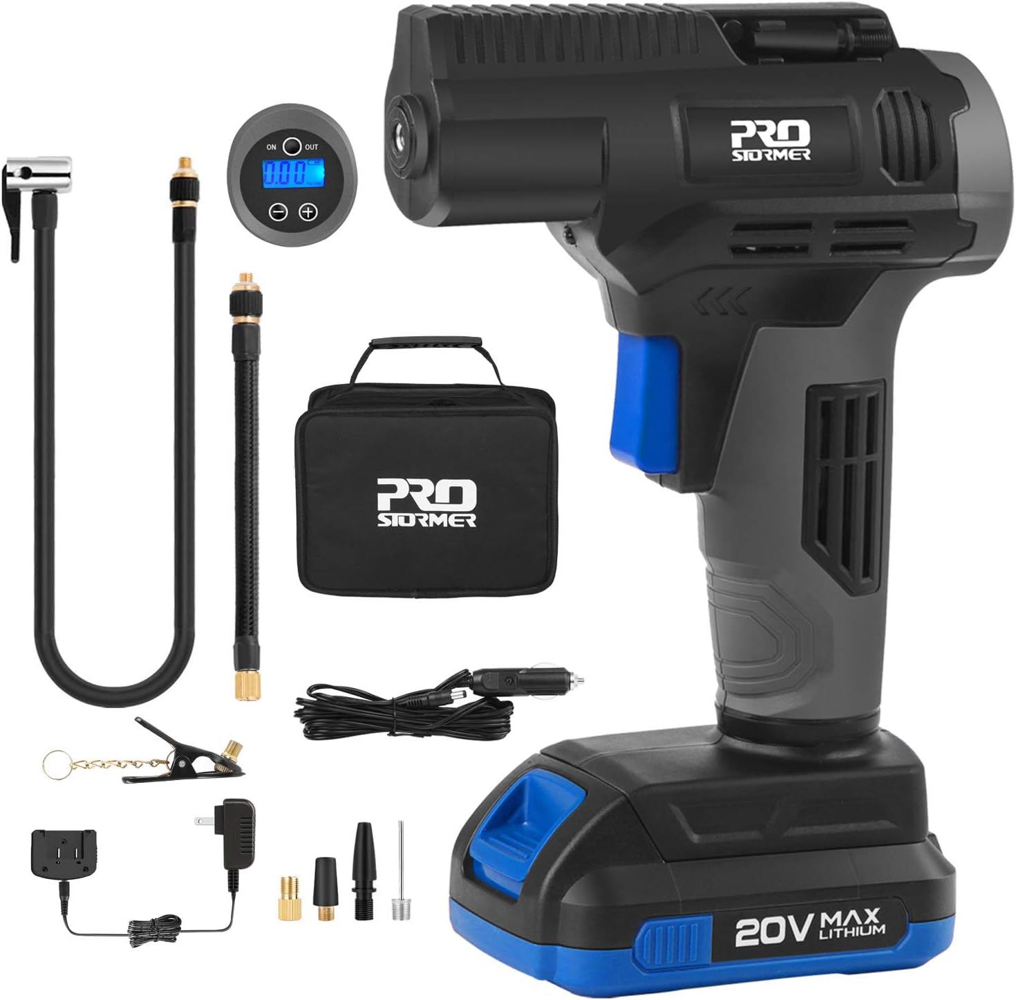 Rechargeable Cordless Tire Inflator, Portable Handheld Air Compressor,  20V Battery Air Pump with Digital Pressure Gauge for Car Bicycle Tires and Other Inflatables Pack of 2