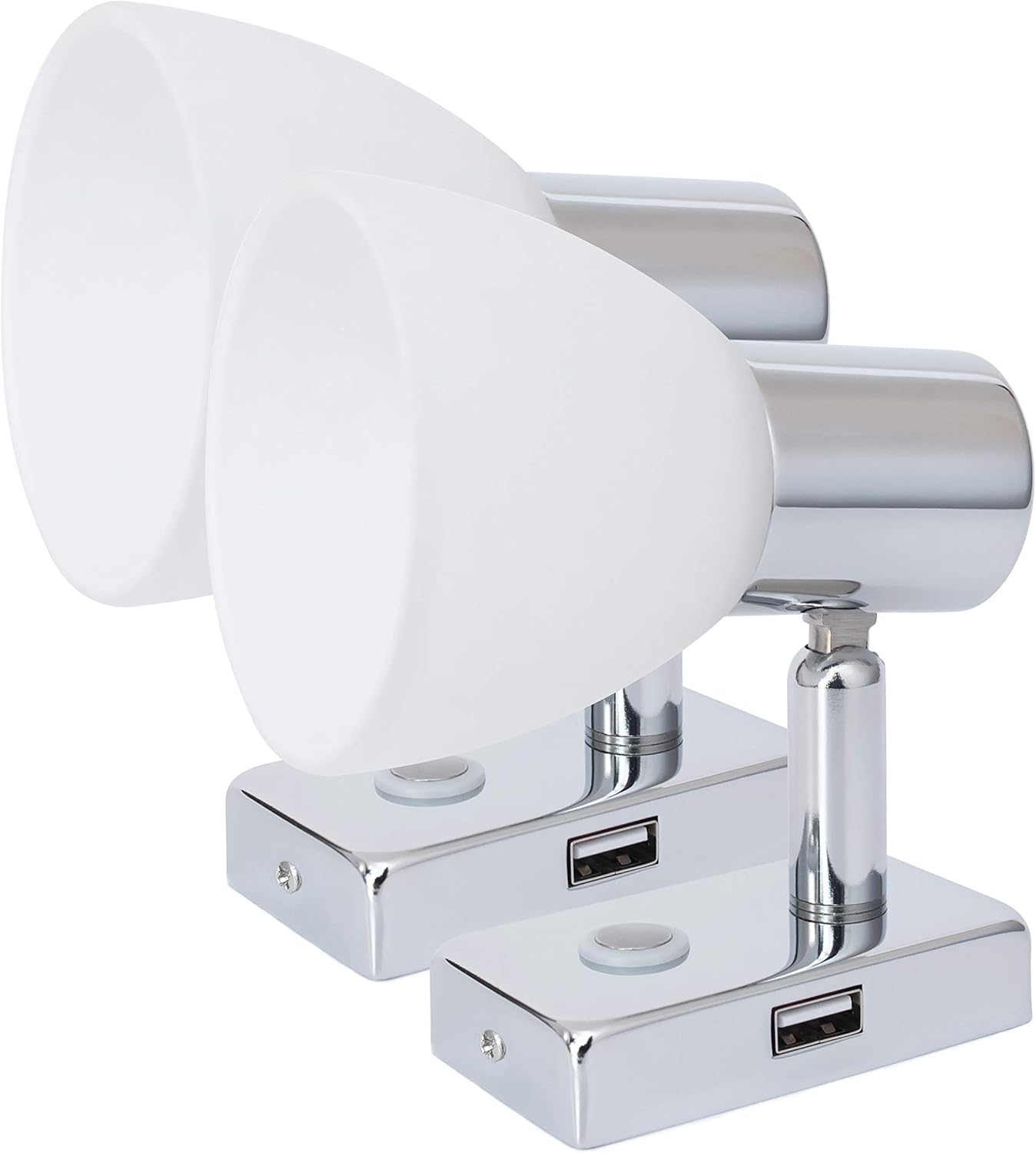 12V Reading Light LED RV Interior 3W with USB Port (5V/2A) Dimmable Bedside , Designed for Reading, Boat, Yacht, and Caravan,Touch Switch Warm Two Pack (NI 2X D1-USB) Pack of 2