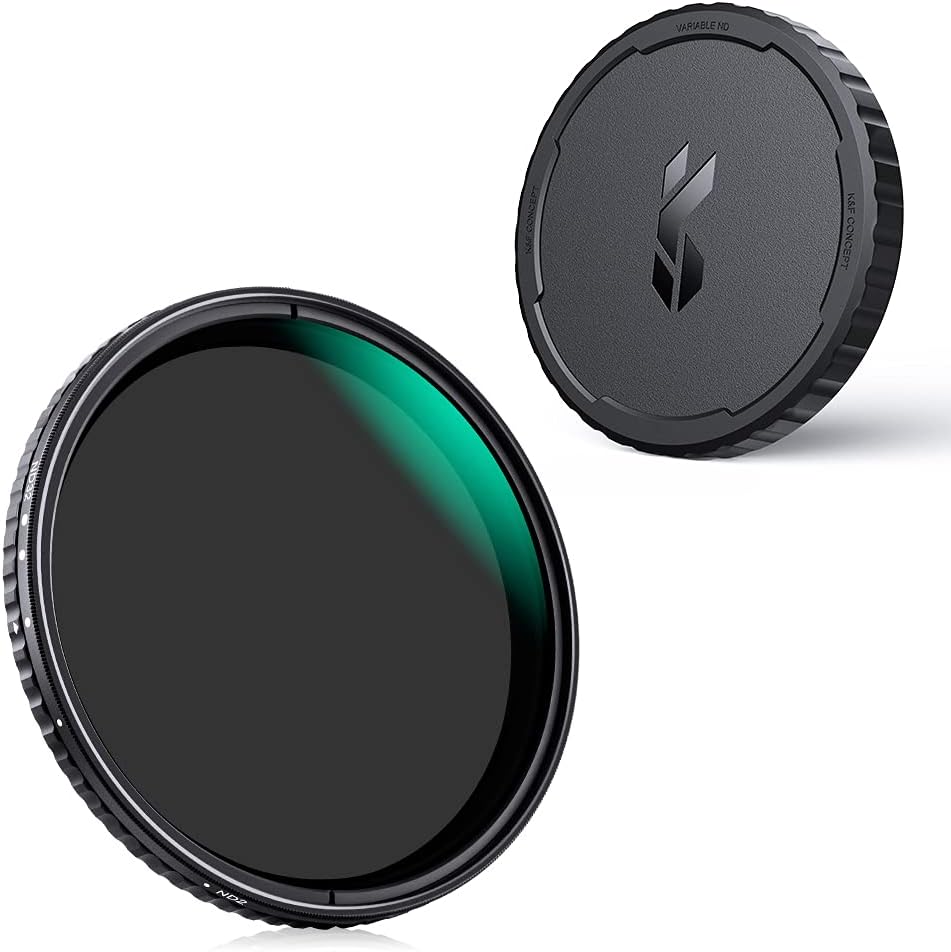 K&F Concept 67mm Variable ND Lens Filter & Filter Cap Kit (2 Pcs) Adjustable Neutral Density ND2-ND32 Lens Filter with TPU Filter Cap for Lens Filter Pack of 2