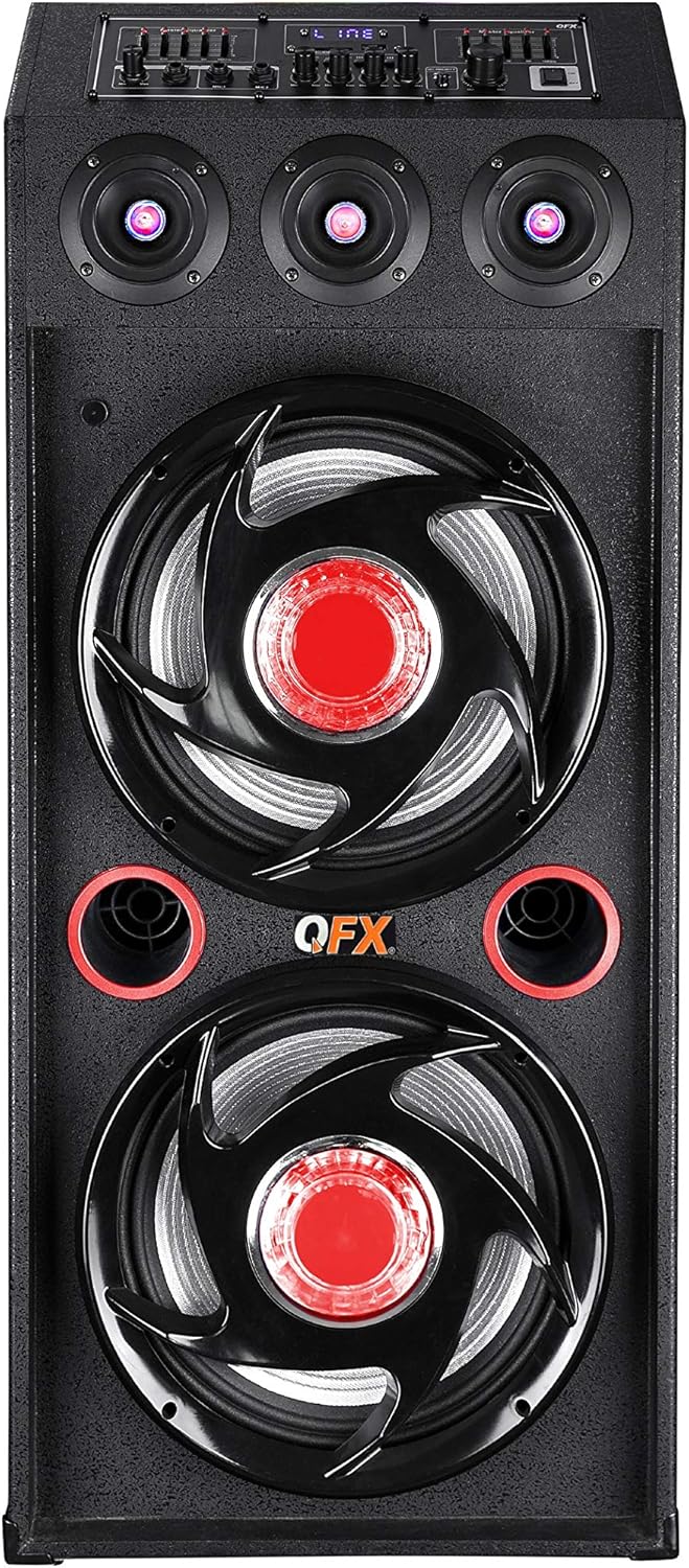 QFX SBX-412207BTRD Bluetooth Speaker with Built-in Amplifier, red