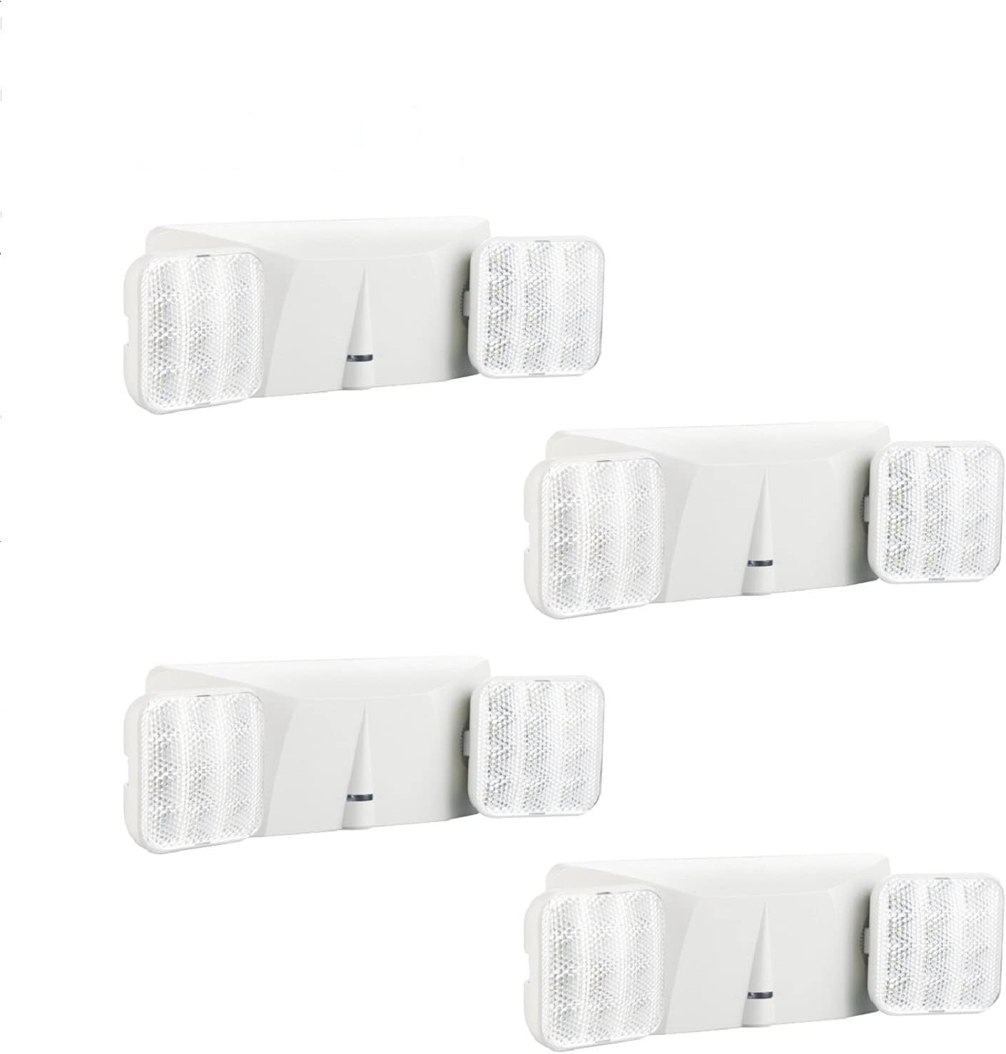 EXITLUX LED 4 Pack White Commercial Lighted Exit Signs-US Standard UL Listed-Exit Signs with Emergency Lights Sure Lites-Two Head Emergency Light-Lithonia Exit Lights-Emergency Flood Lights Indoor