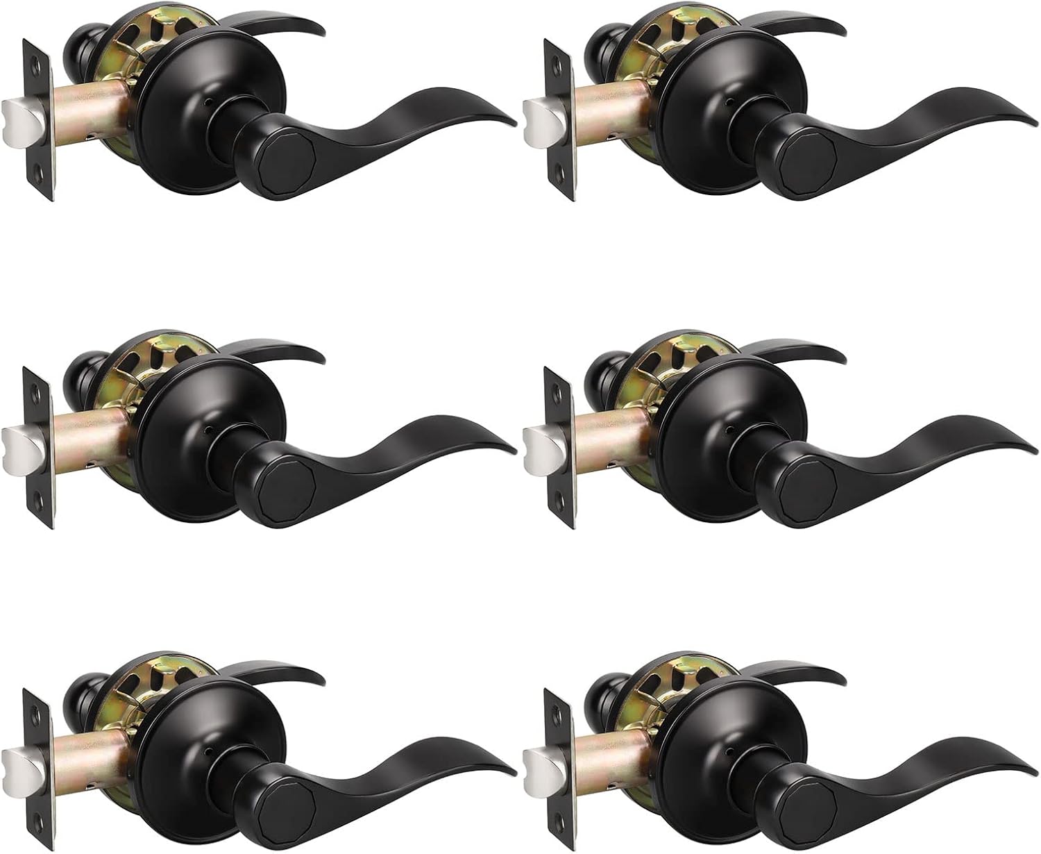KNOBWELL 4 Pack Passage Door Lever Door Handle Non-Locking Lever Set for Hallway Door or Closet with a Oil Rubbed Bronze Finish, Reversible for Right or Left Side Pack of 2