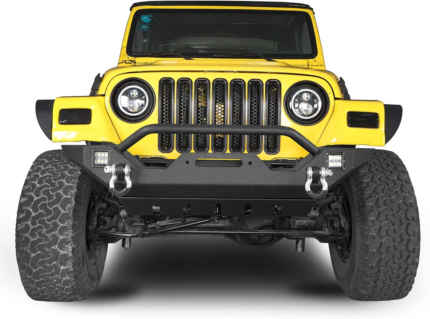 Hooke Road Front Skid Plate Bumper Cover Compatible with Jeep Wrangler TJ 1997 1998 1999 2000 2001 2002 2003 2004 2005 2006