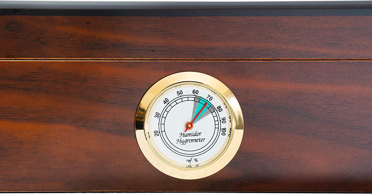 Handmade High Gloss Spanish Cedar Box, 100% Real Solid Spanish Cedar Wood, Luxury Hygrometer and Humidifier, Desktop Box Walnut Pack of 2