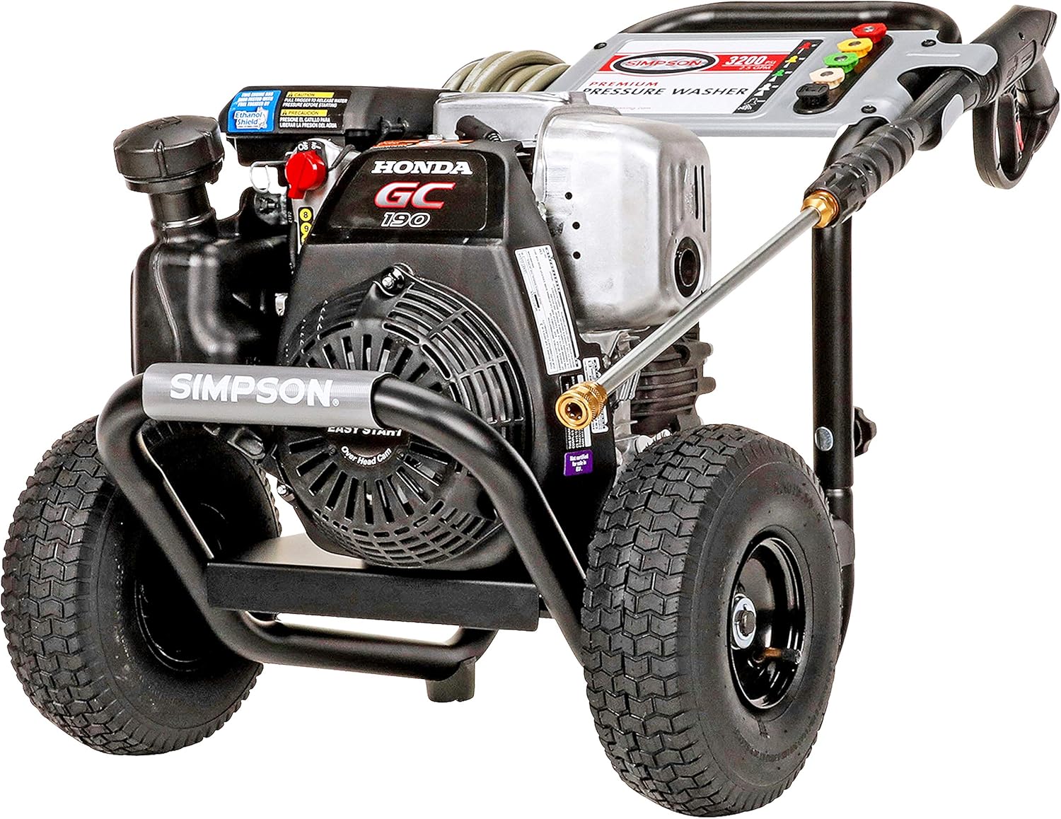 Simpson Cleaning MSH3125 MegaShot Gas Pressure Washer Powered by Honda GC190, 3200 PSI at 2.5 GPM, Black & 80165, Rated Up to 3700 PSI Universal 15