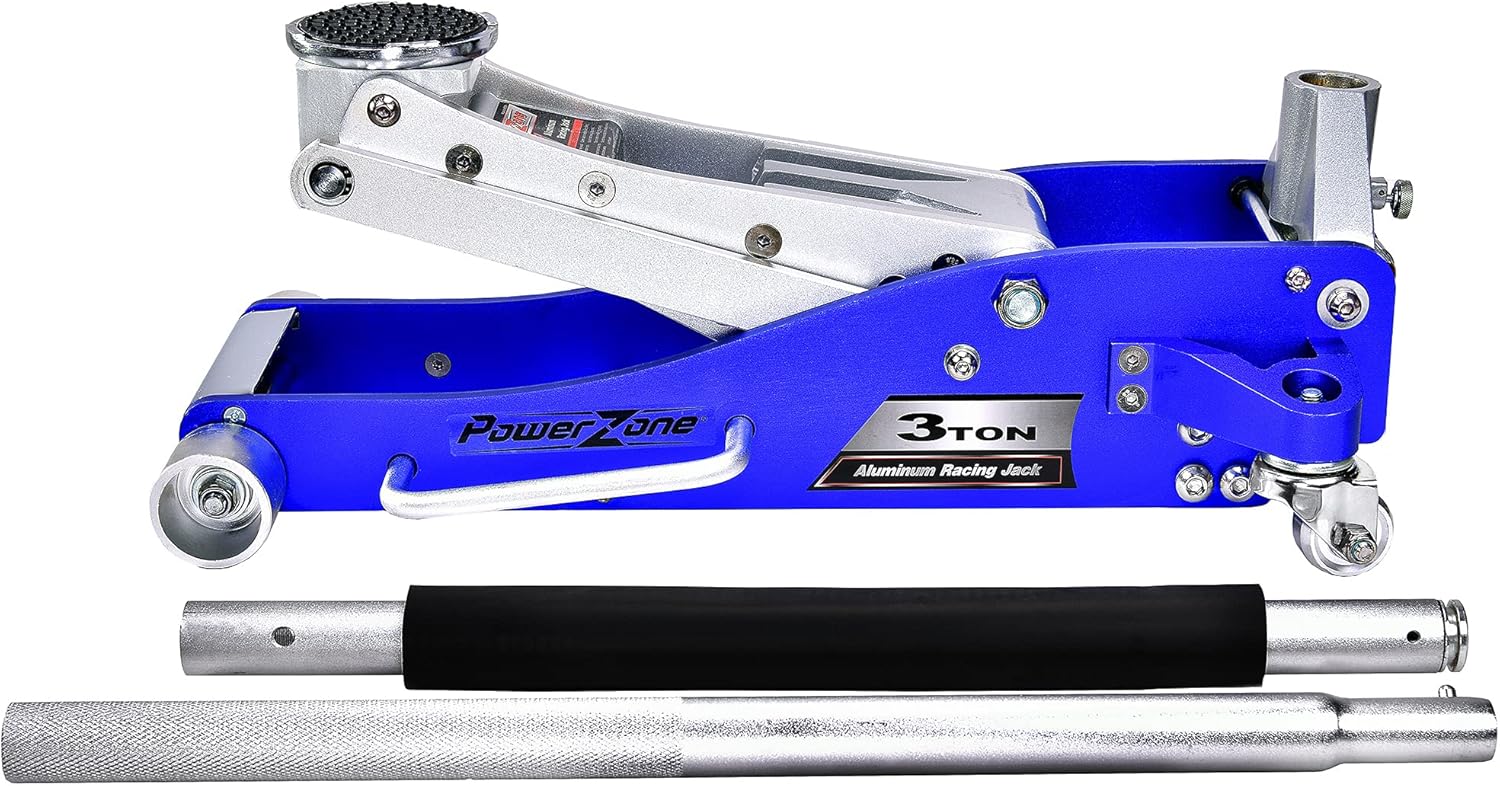 Power Zone 680068 Dual Pump Quick Lift 3 Ton Aluminum Racing Jack, Lift Range: 3-3/4” to 19-3/32”