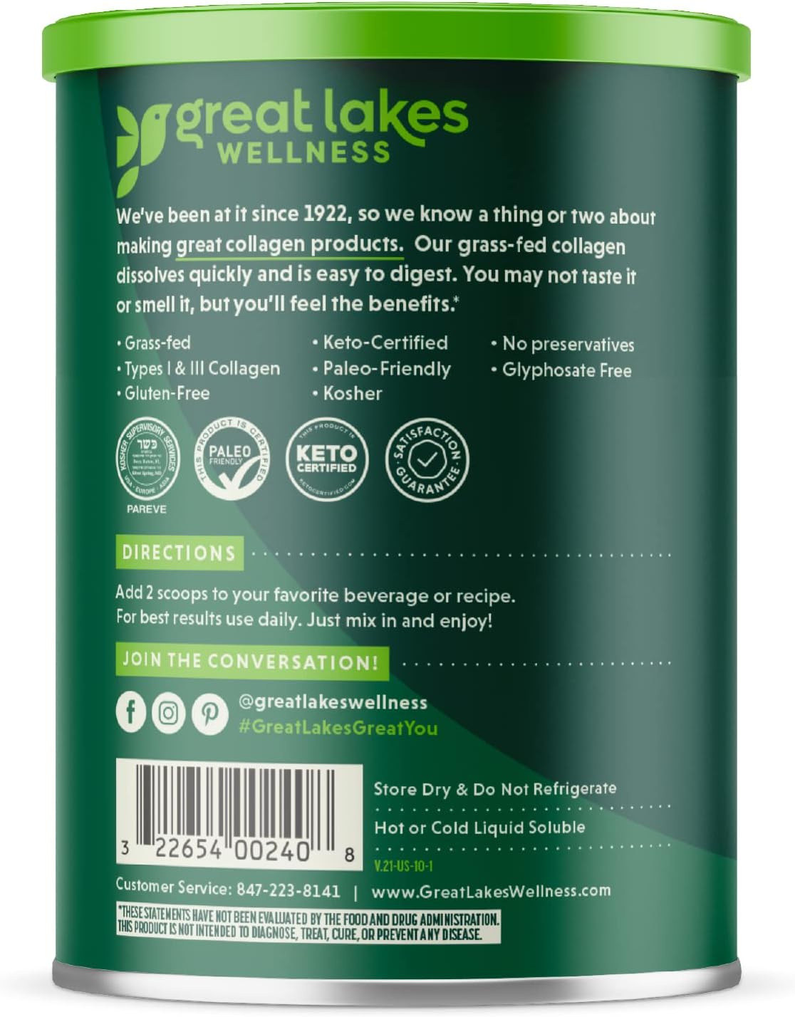 Great Lakes Wellness 10 oz. Collagen Hydrolysate - 3 Pack Pack of 2