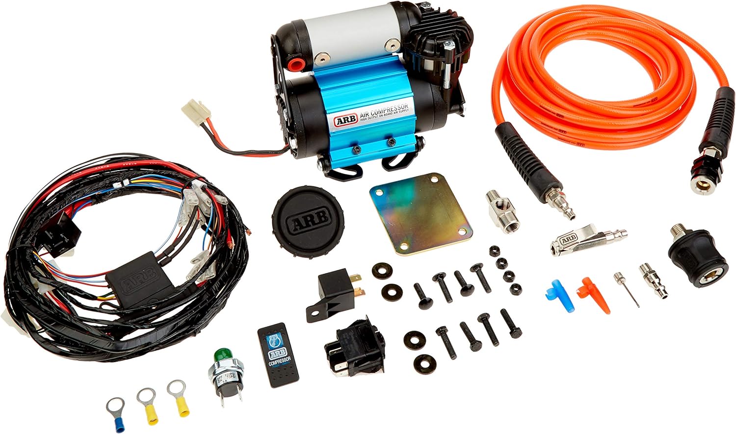 ARB Inflation Kit Air Compressor and Orange Air Hose Pump Up Kit with Quick Fitting Bundle On Board System, CKMA12 and 171302 Part Numbers in a New Air Systems Printed Box (Compressor & Inflation Kit)
