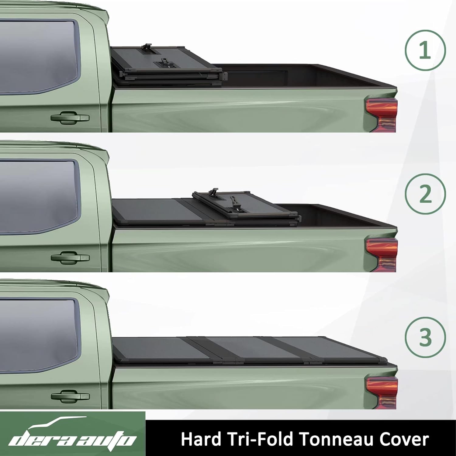 Dera Auto Hard Tri-Fold Truck Bed Cover Fits 2015-2022 F150, Styleside 6.5ft/78.9in Bed Tonneau Cover