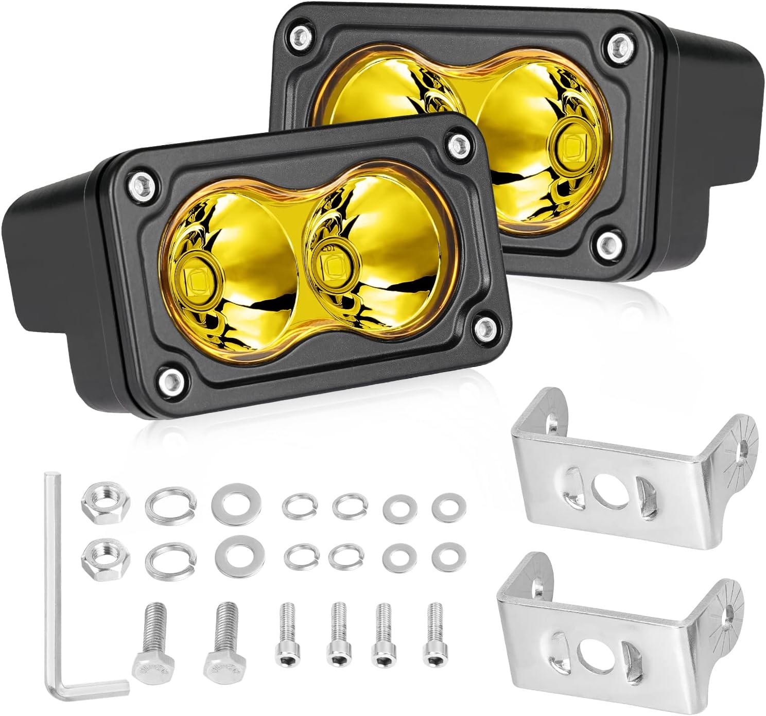 LED Pods, AKD Part 3 inch Driving Lights 40W Spot Lights Off Road Work Lights LED Cubes Light Bar Pods LED Bumper Lights White 2 Pack for Truck Motor ATV UTV SUV Pickup Boat Pack of 2