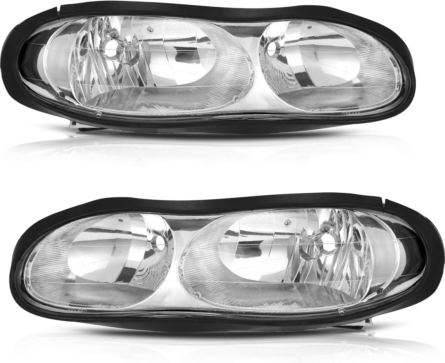 LSAILON Headlight Assembly Replacement Fit 1998-2002 For Chevrolet Camaro Chrome Housing Clear Lens