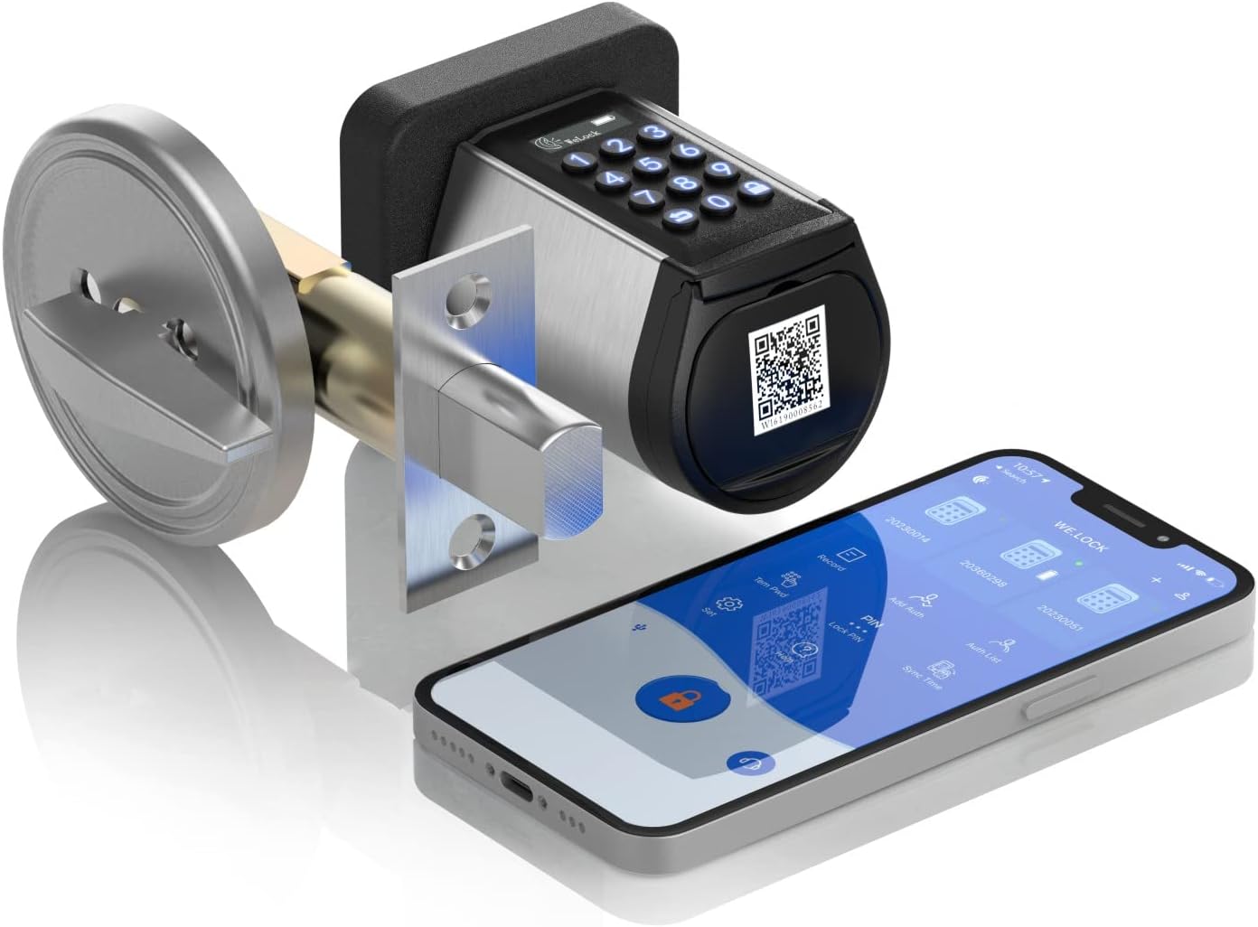 Smart Deadbolt Lock, WELOCK 6-in-1 Big Screen Smart Door Lock with Bluetooth APP, Keyless Entry Door Lock, Smart Locks for Front Door Home Apartment, WiFi Smart Door Lock Compatible with Alexa Pack of 2