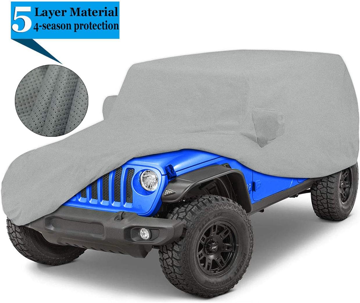 iiSPORT SUV Car Cover Custom for Jeep Wrangler Unlimited 2004-2018 CJ,YJ, TJ,& JK - Water Resistant Dustproof Vehicle Car Cover Fits for Sports JK Unlimited 4-Door Pack of 2