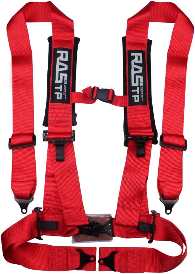RASTP 4 Point Safety Harness with 3 Inch Padding (Red) Pack of 2