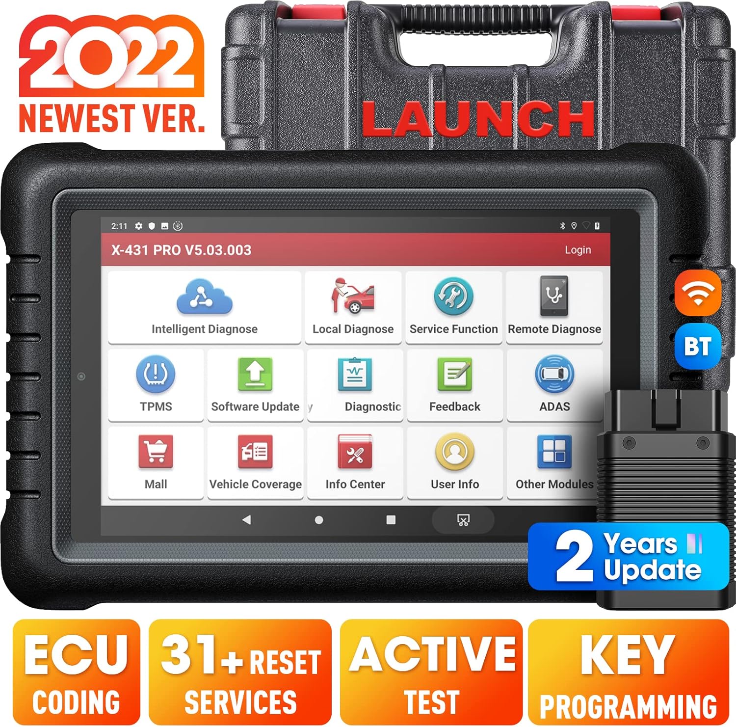 LAUNCH X431 PROS V Diagnostic Tool (Same as X431 V+), 2022 Bidirectional Scan Tool, All System Automotive Scanner, 31+ Services, ECU Coding, K ey Programmer, AutoAuth for FCA SGW, 2 Years Free Update