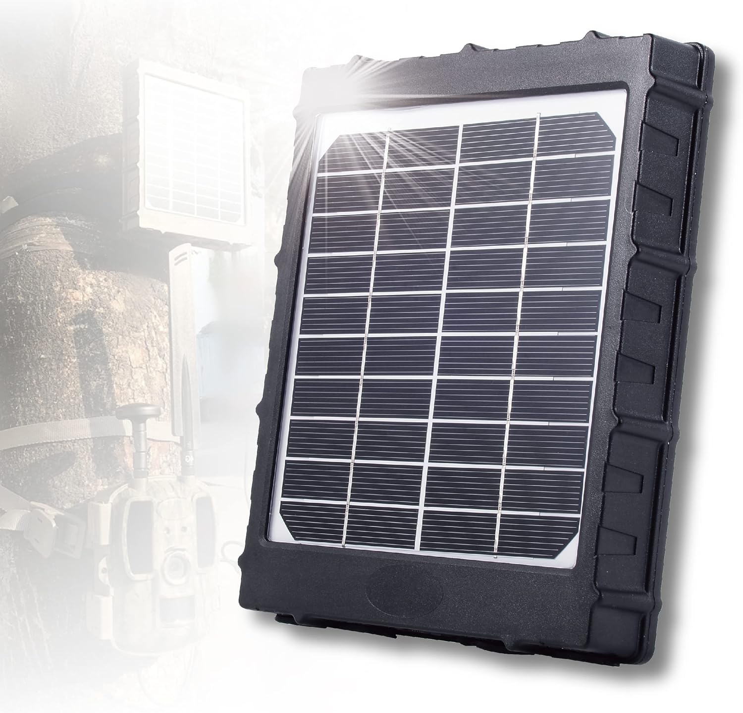 Trail Camera Solar Panel, BALEVER Solar Battery Charger Kit 12V/1.2A 9v/1.6A 6V/2.4A with Build-in 8000mAH Rechargeable Lithium Battery IP67 Waterproof Hunting Accessory Pack of 2
