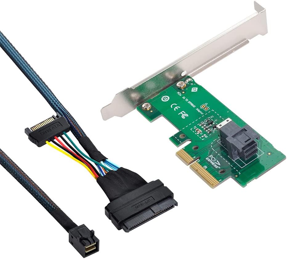 Xiwai PCI-E 3.0 4.0 to SFF-8643 Card Adapter and U.2 U2 SFF-8639 NVME PCIe SSD Cable for Mainboard SSD Pack of 2