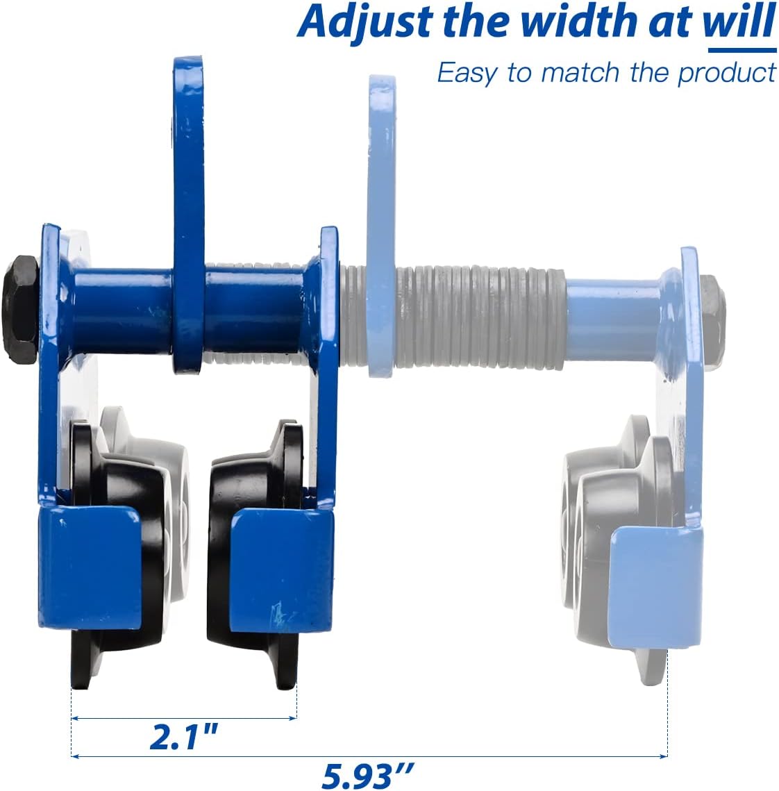 Manual Trolleys-Heavy Duty 2200LBS Capacity，Push Beam Trolley，2.1-6 in Adjustable Flange，Crane Lift Du Garage Hoist for Straight Curved I Beam Pack of 2