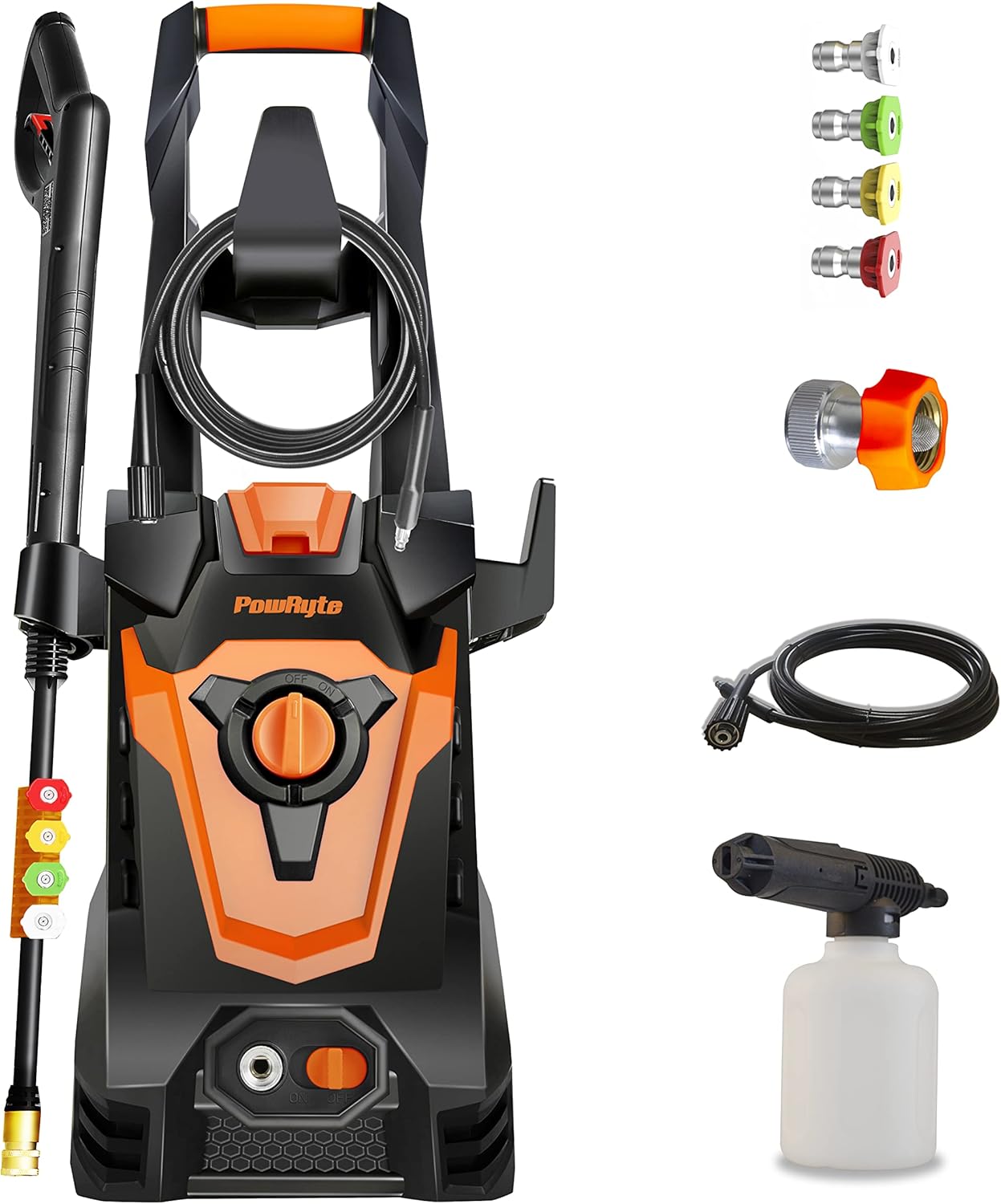 PowRyte Electric Pressure Washer, Power Washer, 4 Different Pressure Tips, Foam Cannon, 2200 PSI 2.0 GPM