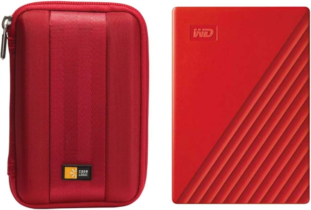 WD 2TB My Passport USB 3.2 Gen 1 Slim Portable External Hard Drive (2019, Black) + Compact Hard Drive Case (Black) (2TB, Black)