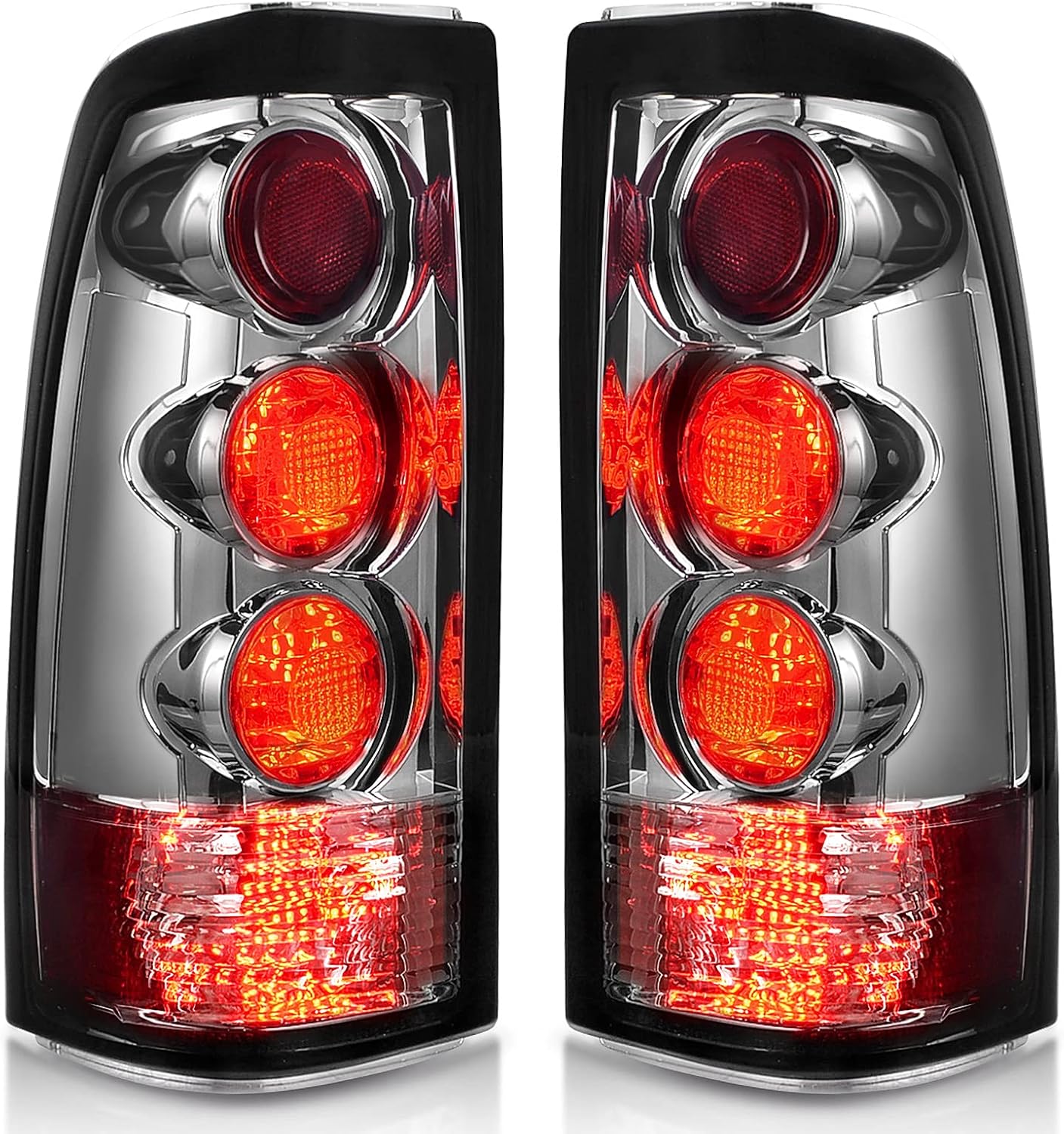 AUTOSAVER88 Tail Lights Compatible with 1999-2002 Chevy Silverado 1500/2500 2001-2002 Chevy Silverado 1500 HD/2500 HD/3500, Smoke Red Lens Taillights Pair (ONLY Fit Fleetside Models) Pack of 2