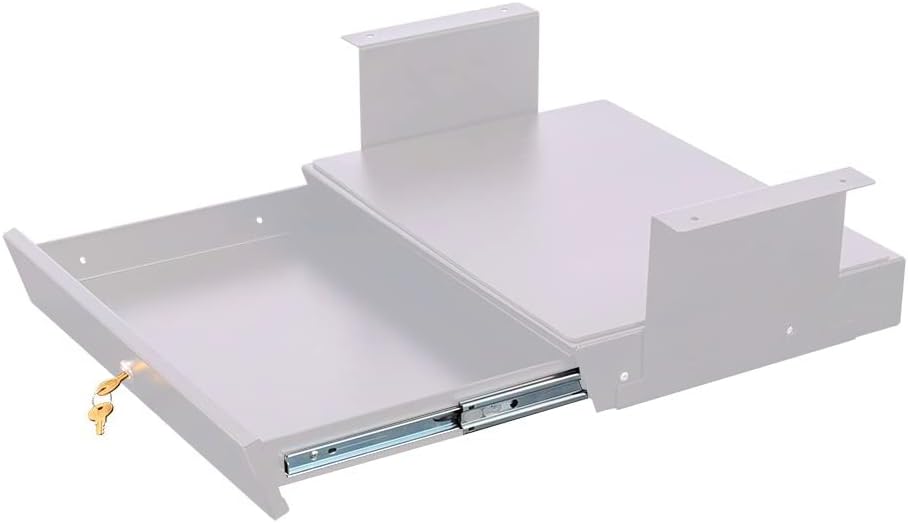 Stand Up Desk Store Add-On Office Sliding Under-Desk Drawer Storage Organizer for Standing Desks (White, Lockable with Padded Laptop Shelf)