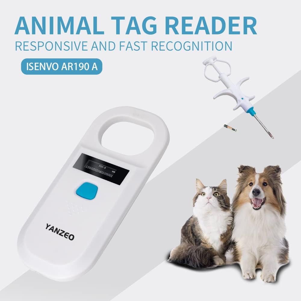 Yanzeo Pet Microchip Reader, RFID EMID Animal Handheld Reader,134.2 Pet ID Scanner Rechargeable Animal Chip Registration, Pet Tag FDX-B(ISO 11784/11785) (AR180) Pack of 2
