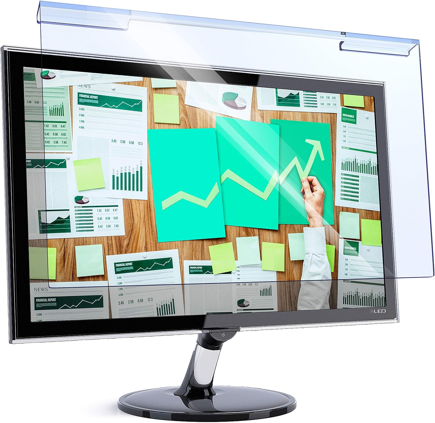 Blue Light Blocking Screen Protector Panel for 21.5 inch Diagonal LED PC Monitor Anti-UV Eye Protection Filter Film - Widescreen Monitor Frame Hanging Type Pack of 2