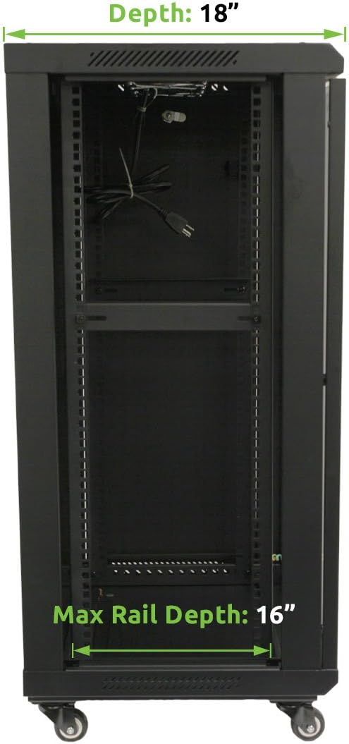 NavePoint 18U Wall Mount Network Server Cabinet Rack Glass Door Lock w/Casters and Shelves