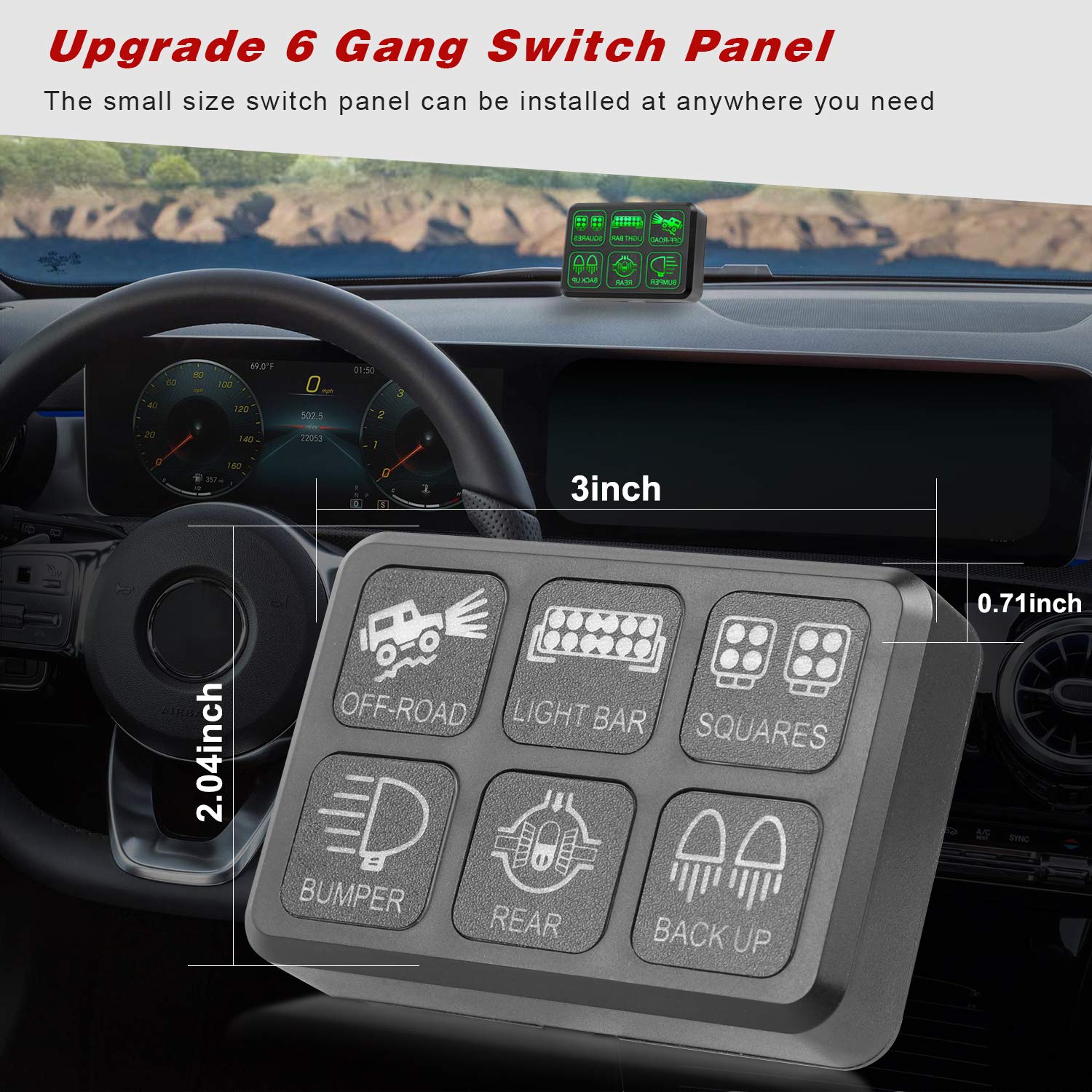 6 Gang Switch Panel Kit, Auto Power Plus Circuit Control Box Relay System Universal ON-Off Touch Switch Box for Car Marine Boat ATV UTV Truck