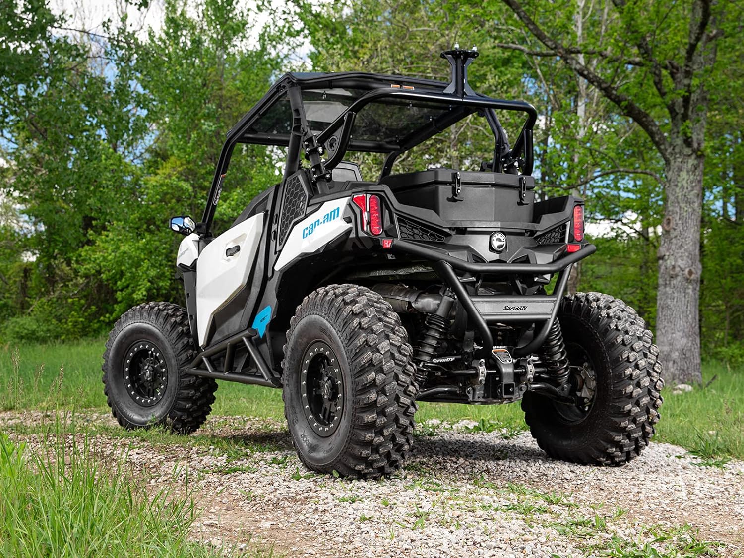 SuperATV Rear Bumper for 2018+ Can-Am Maverick Trail 800 / 1000 - Made of 1.75 Inch Heavy Duty Steel Tubing - UV Resistant Powder Coating - No Obstruction to Rear Cargo Area - Mounts Directly to Frame
