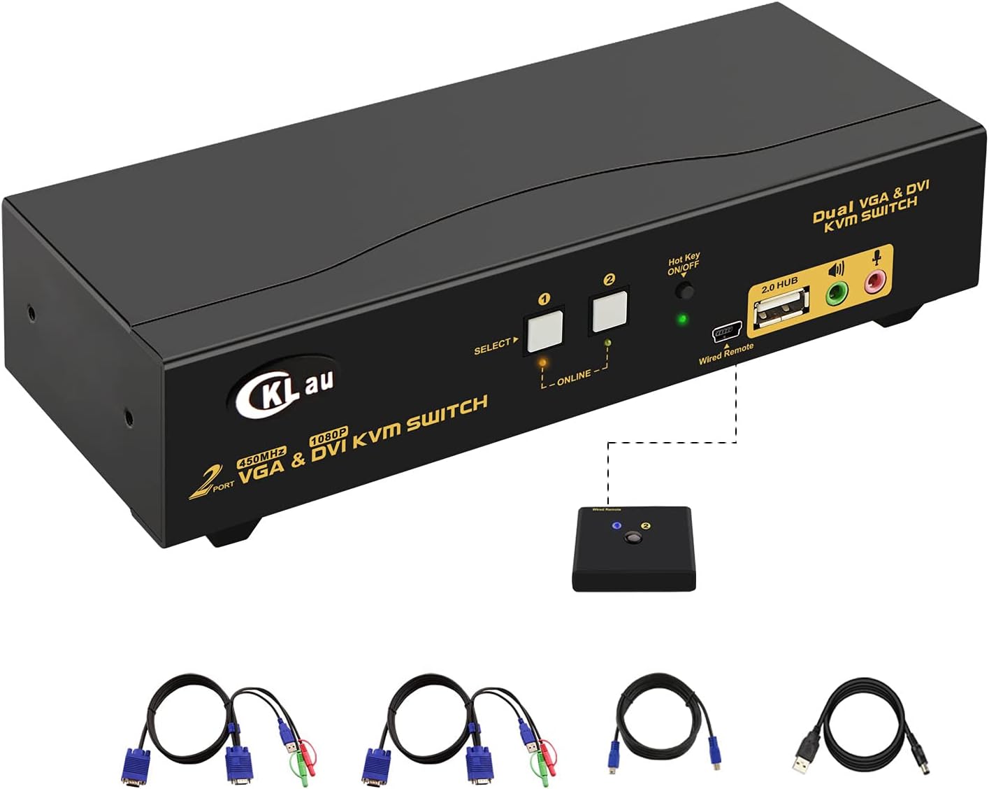 CKLau Dual Port Triple Monitor KVM Switch Displayport with Audio Output, USB 2.0 Hub and Cables Support Extended Display Resolution Up to 4096x2160@60Hz 4:4:4