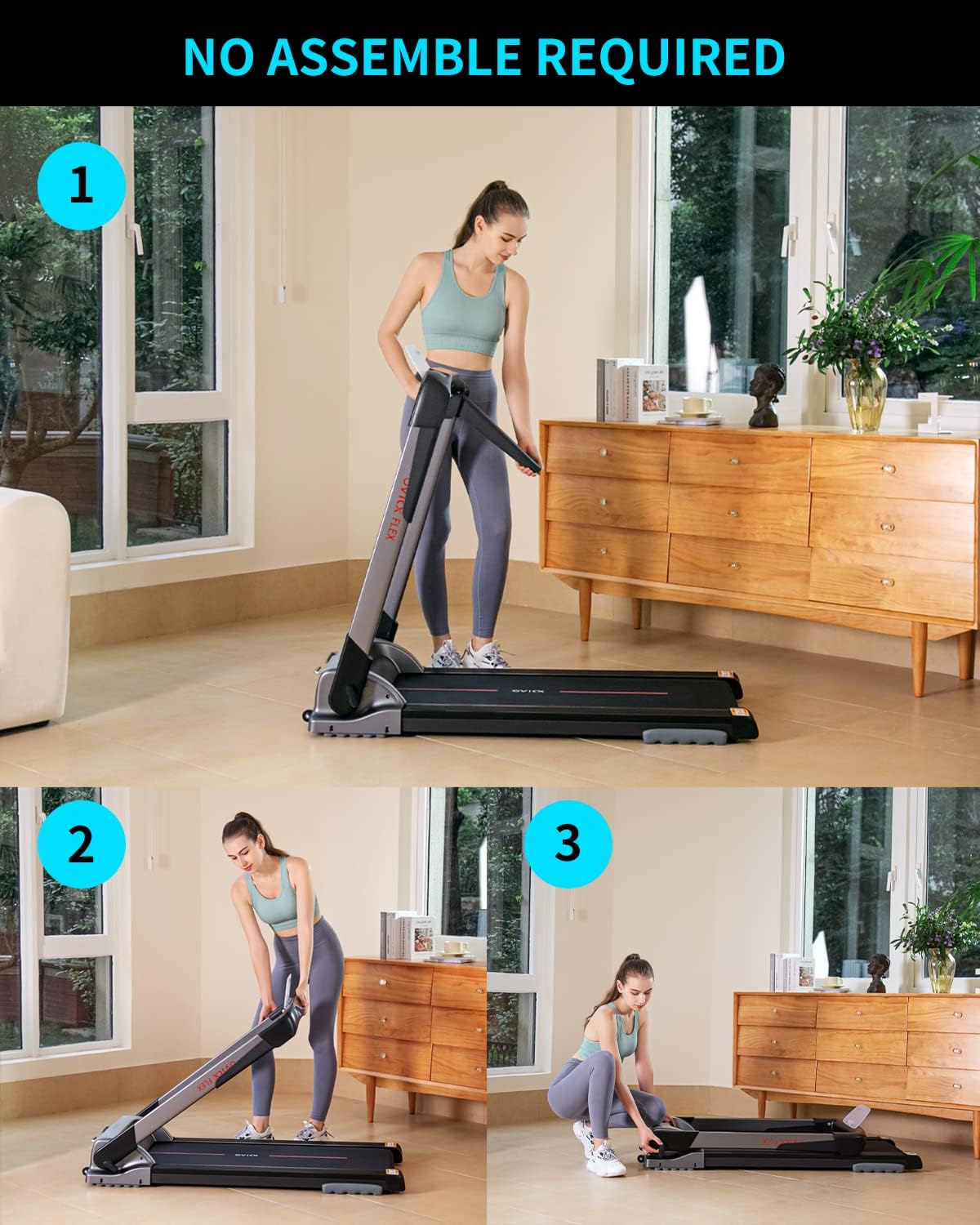 OVICX Folding Treadmills for Home - Portable Foldable Compact Small Thin Electric Fold Up Lightweight Treadmill for Space Saver Apartment