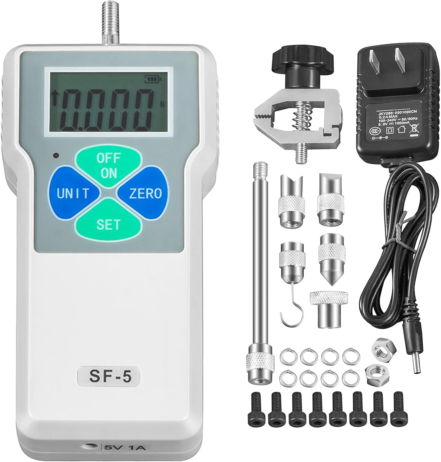 VEVOR Digital Force Gauge 500N/50kgf/110lbf Push Pull Force Gauge w/LCD Backlight Display Pull Force Tester Peak/Track Mode Digital Thrust Meter Data Storage for Compression Load Plug Force Test