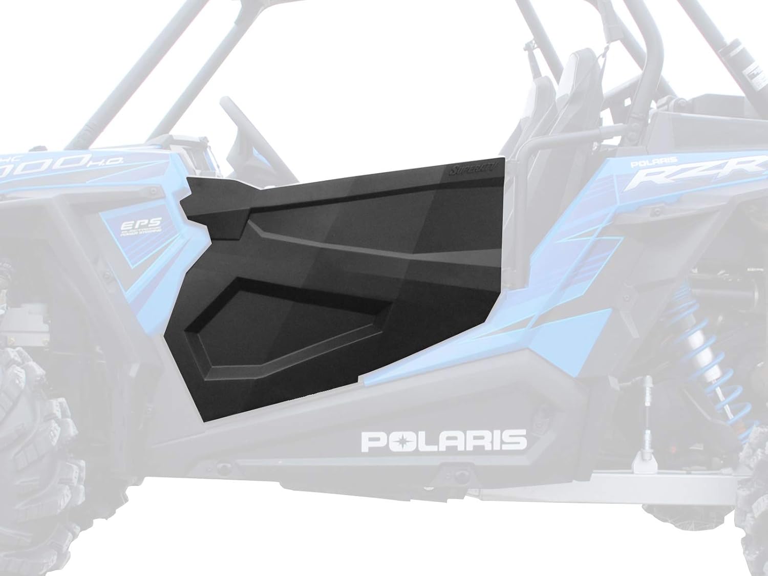 SuperATV Heavy Duty Full Plastic Doors for Polaris RZR 900 S (2015-2020) - Black with No Graphics - Includes Plastic Side Panels - Pair
