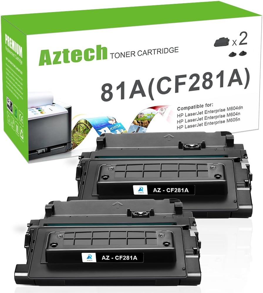 Aztech Compatible Toner Cartridge Replacement for HP 81A CF281A 81X CF281X Enterprise MFP M605 M604 Toner M604N M604DN M605N M605DN M605X M630 M606 M630h M630dn M630z Printer (Black, 2-Pack)