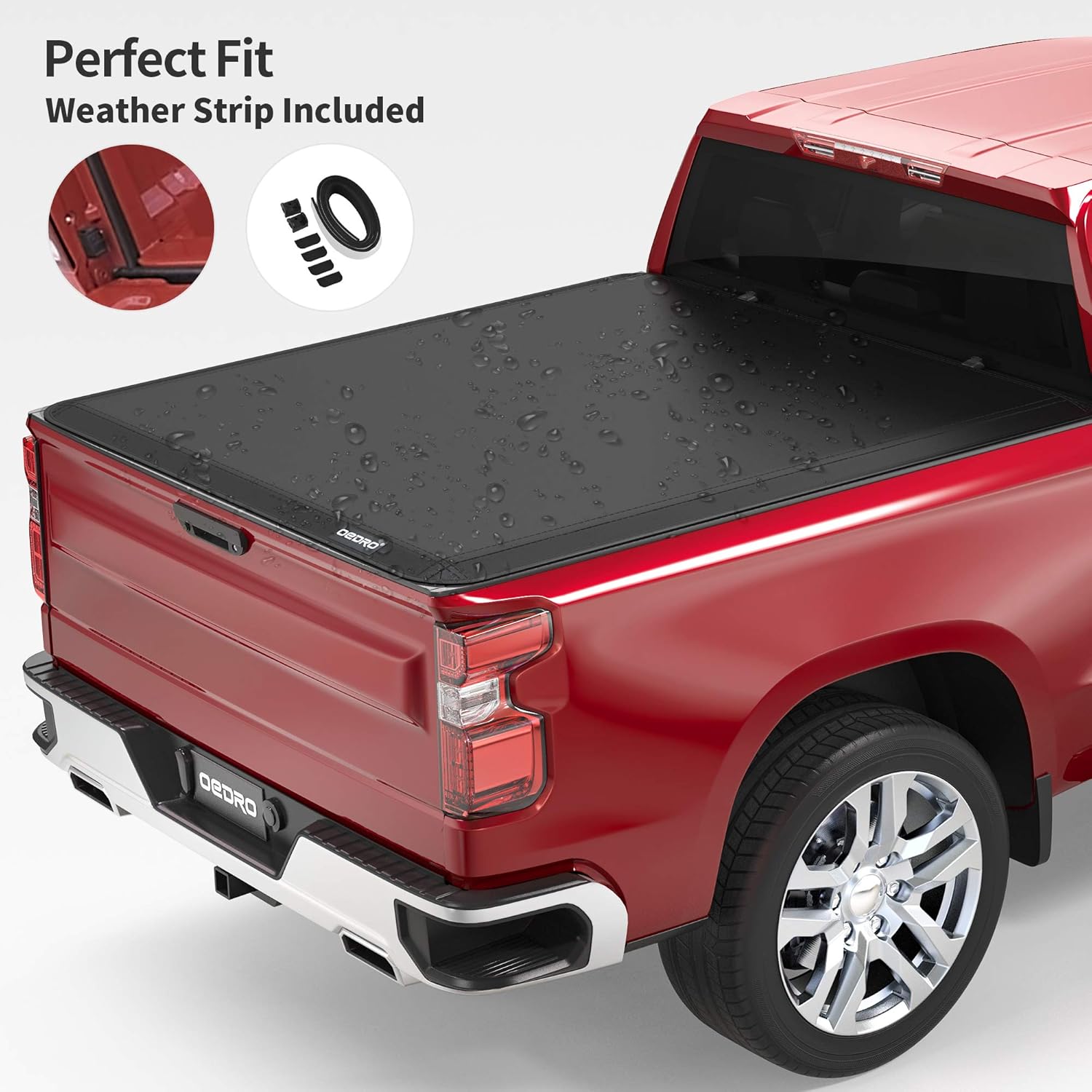 oEdRo Soft Quad Fold Truck Bed Tonneau Cover Compatible with 2014-2021 Toyota Tundra (Excl.Trail) 5.5 ft Bed, Fleetside with Deck Rail System