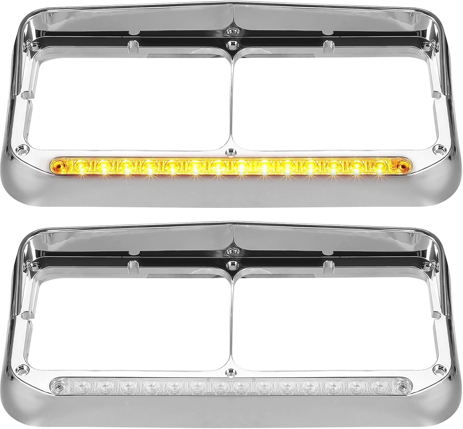 Partsam 2x Headlight Bezels Chrome w/ Visors 12