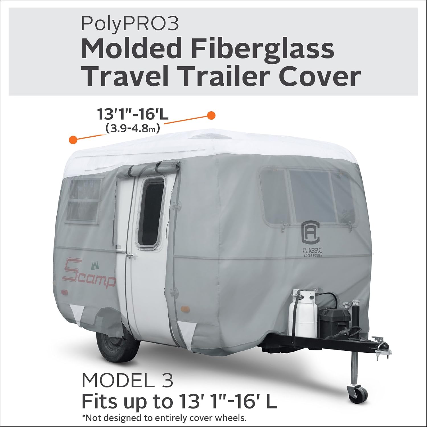 Classic Accessories Over Drive PolyPRO3 Molded Fiberglass Travel Trailer Cover, Fits 13' 1