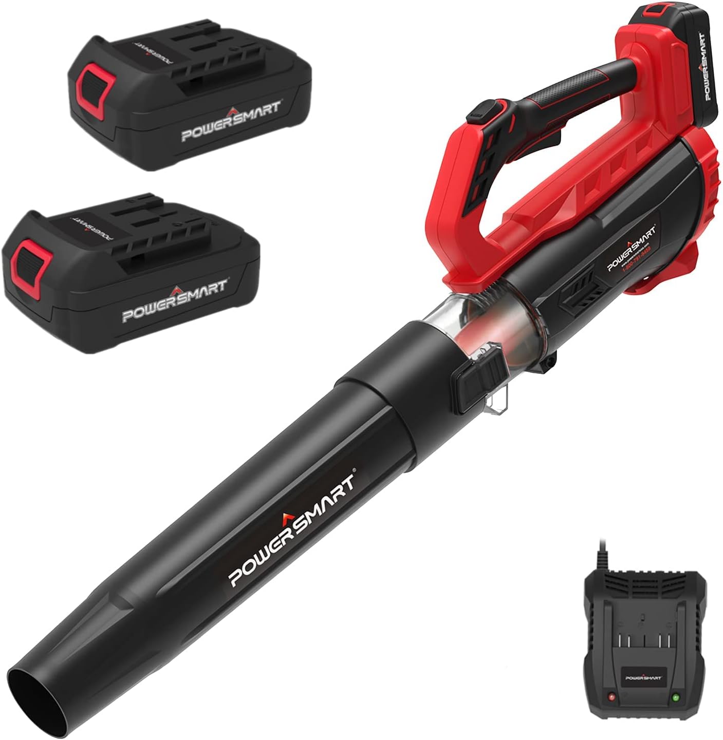 PowerSmart Leaf Blower Cordless with 2 X 2.0 Battery & Charger, 350CFM 85MPH Variable-Speed Control, 20V Electric Blower, Lightweight for Yard Cleaning, Dust, Debris, Snow