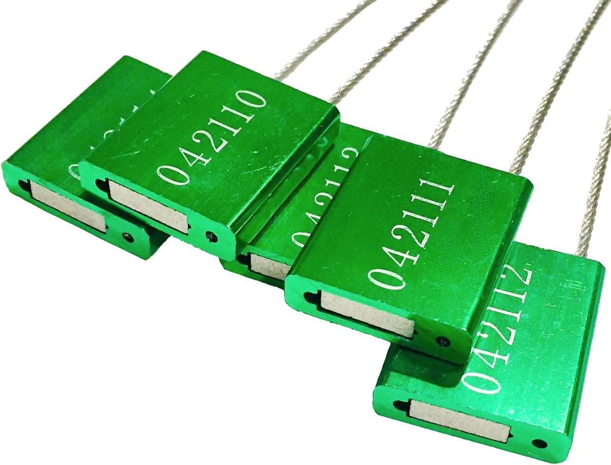 120 pcs Blue Cable Seals Tamper Evident Wire Seals High Security Metal Seals Self Locking Cargo Seals Sequentially Numbered Security Tags for Trucks Trailers Containers Pull Tight Logistic Security Pack of 2