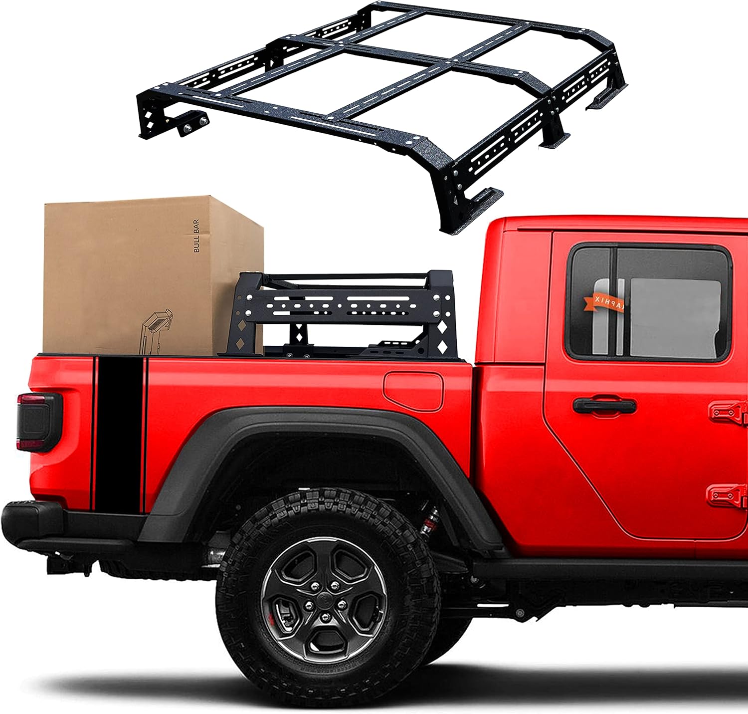 Truck Bed Rack No-Drill Cargo Rack System Compatible with Trail Rails for Jeep Gladiator 2020 2021