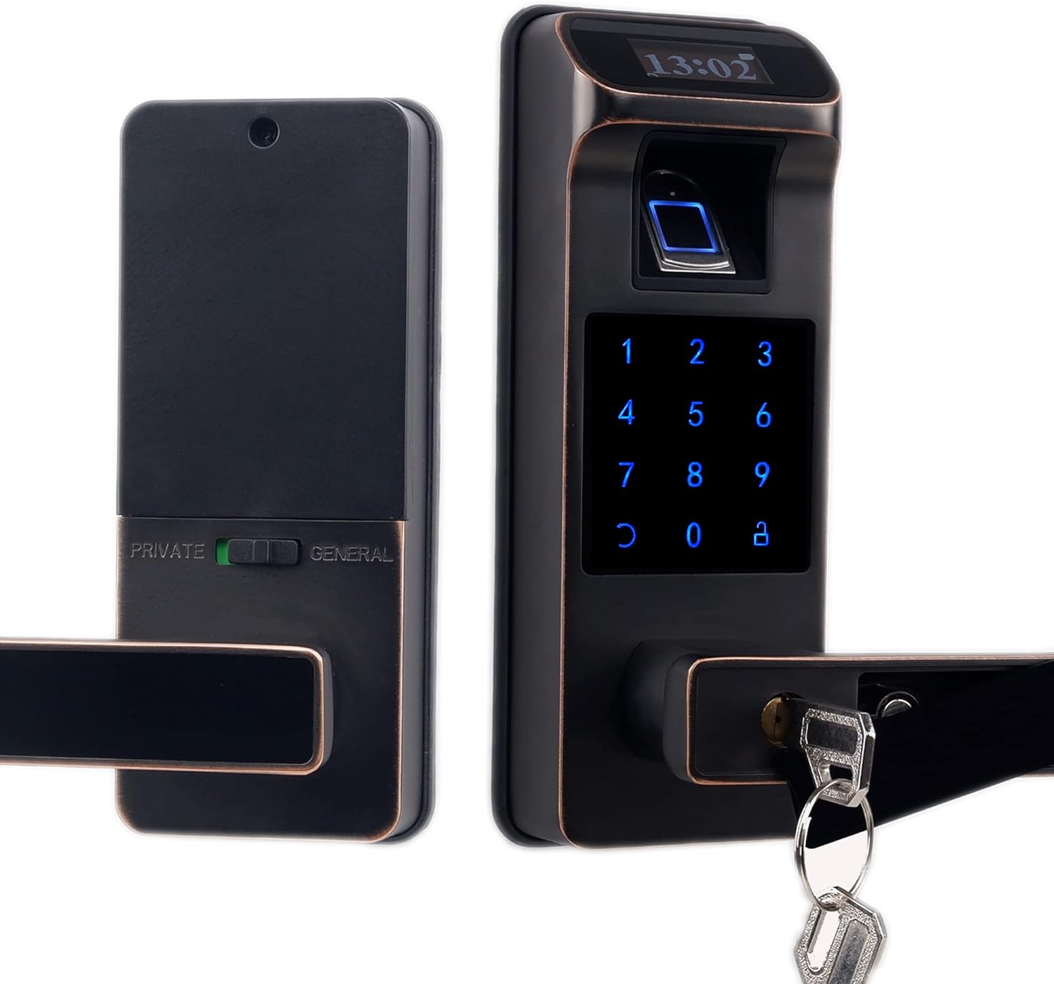 HARFO Fingerprint Door Lock, Keyless Entry Door Lock with Touchscreen and OLED Display, Keypad Door Lock, Door Lock with Keypad, Passcode Door Lock for Office Home (Satin Nickel)