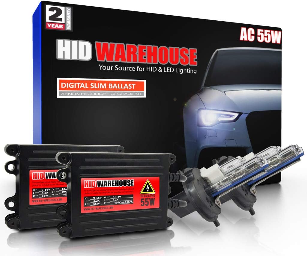 HIDWarehouse 55W AC Xenon Bundle with Slim AC Ballast (1 Pair) - H11 10000K - 10K Dark Blue Xenon Bulbs (1 Pair) Pack of 2
