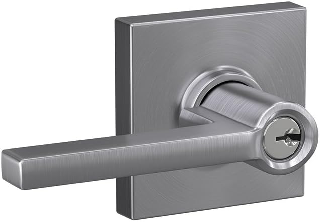 SCHLAGE F51A LAT 626 COL Latitude Lever with Collins Trim Keyed Entry Lock, Satin Chrome Pack of 2