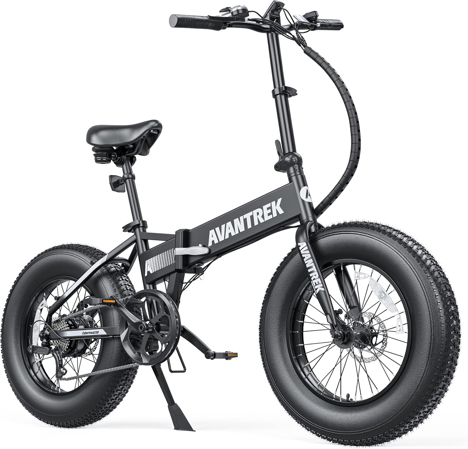 AVANTREK Cybertrack 200 Electric Bike for Adults, 1.5X Faster Charge, 500W Brushless Motor, 48V/10Ah Removable Battery 20'' Folding Fat Tire Ebike, 20 MPH Snow Beach Mountain E-Bike, Shimano 7 Speed